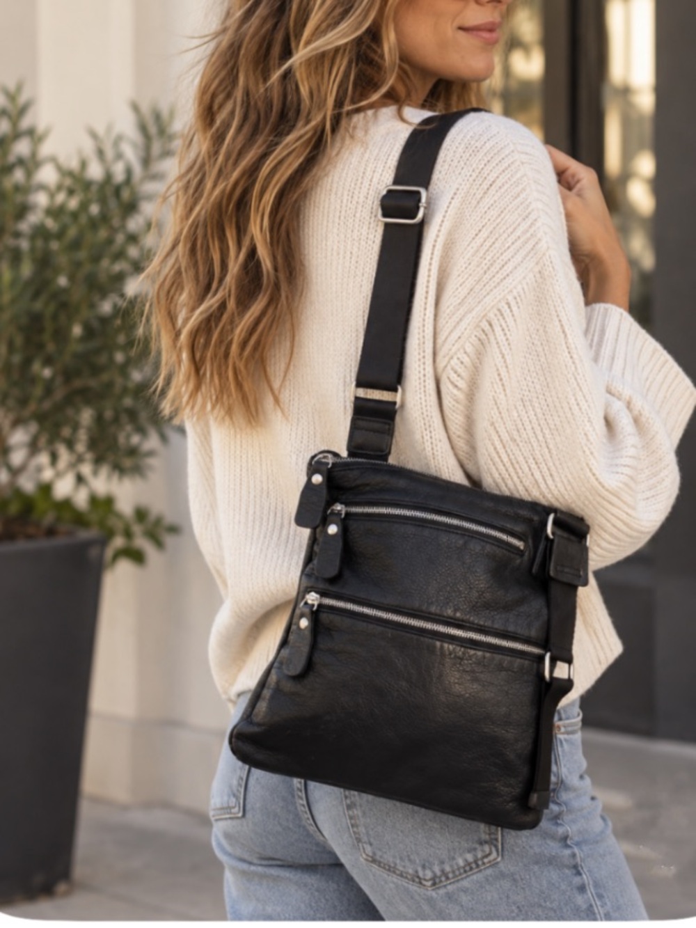 Margot Classic Black Crossbody Shoulder Bag